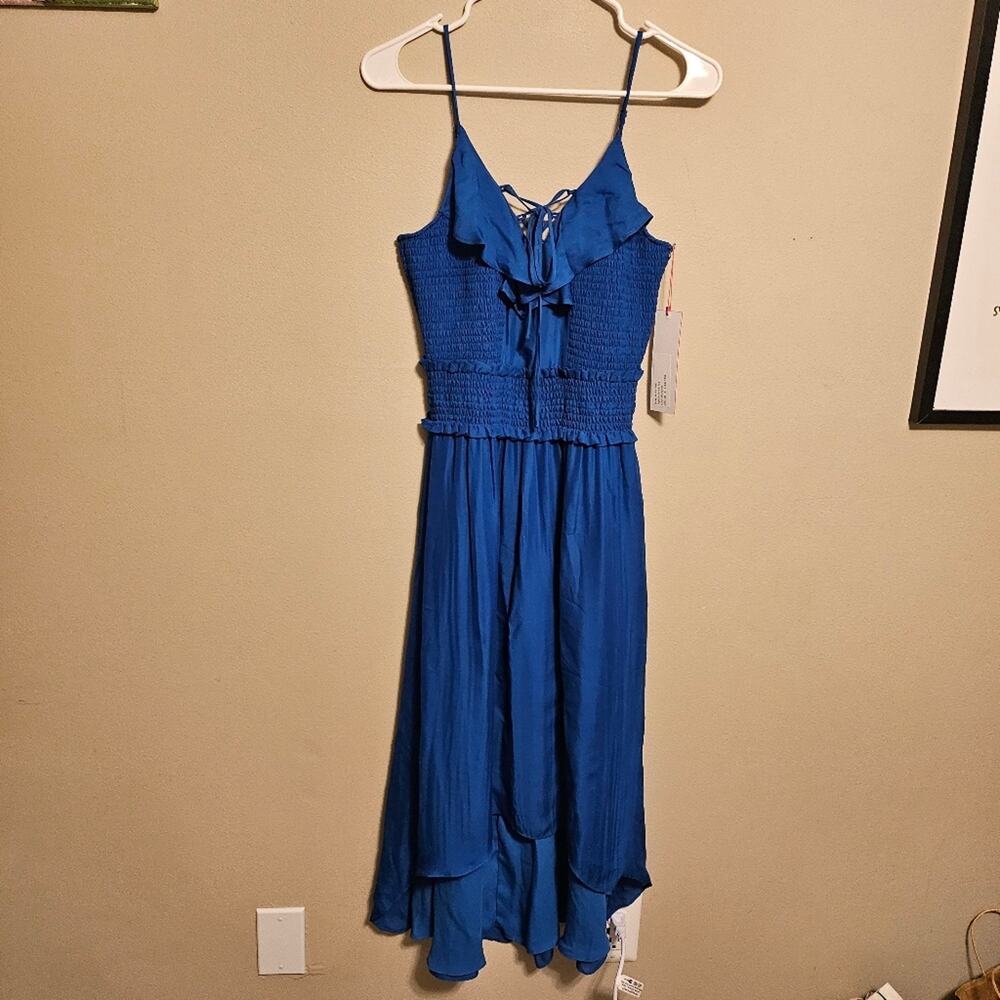Parker Royal Blue High Low Malta Dress Small Sleeveless Midi